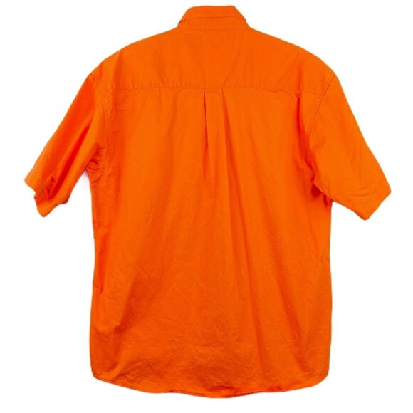 Twenty X Mens L Casual Button Up Shirt Short Sleeve Orange Collared Front Pocket - Picture 2 of 10